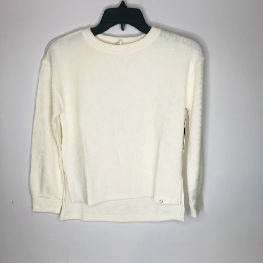 Treasure and Bond Cozy Rib Ivory Dove Heather Sweater Girls'